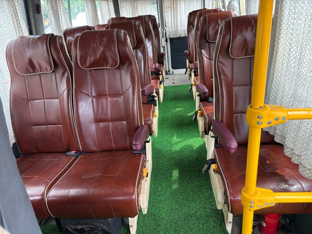 Passenger seats inside a tour vehicle