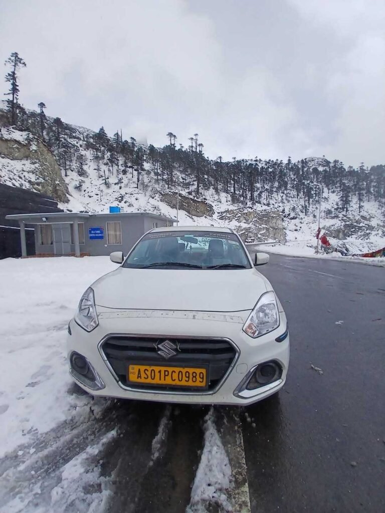 Vehicle during a winter journey