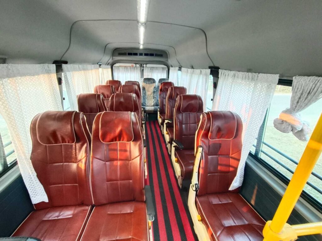 Interior passenger seating in a tour vehicle