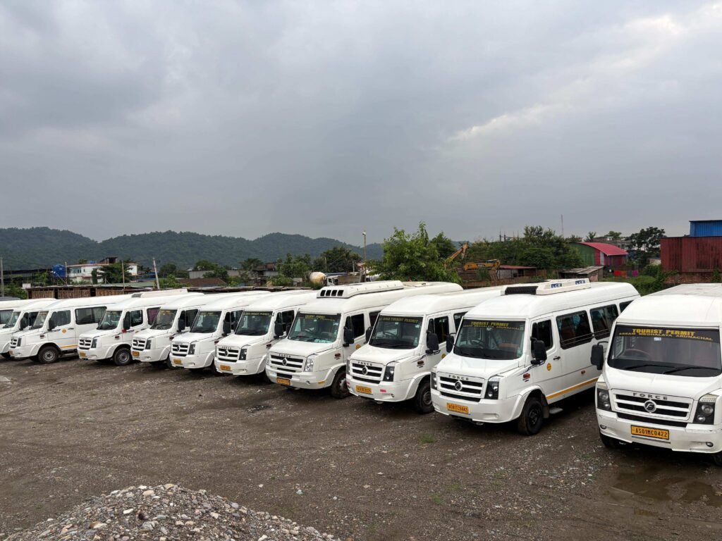 Parked tour vehicles