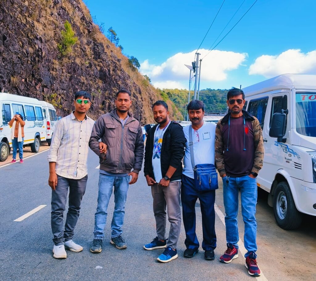 Travellers at a scenic viewpoint