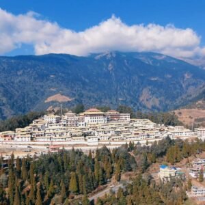 Tawang Monastery and surrounding mountains in Arunachal Pradesh