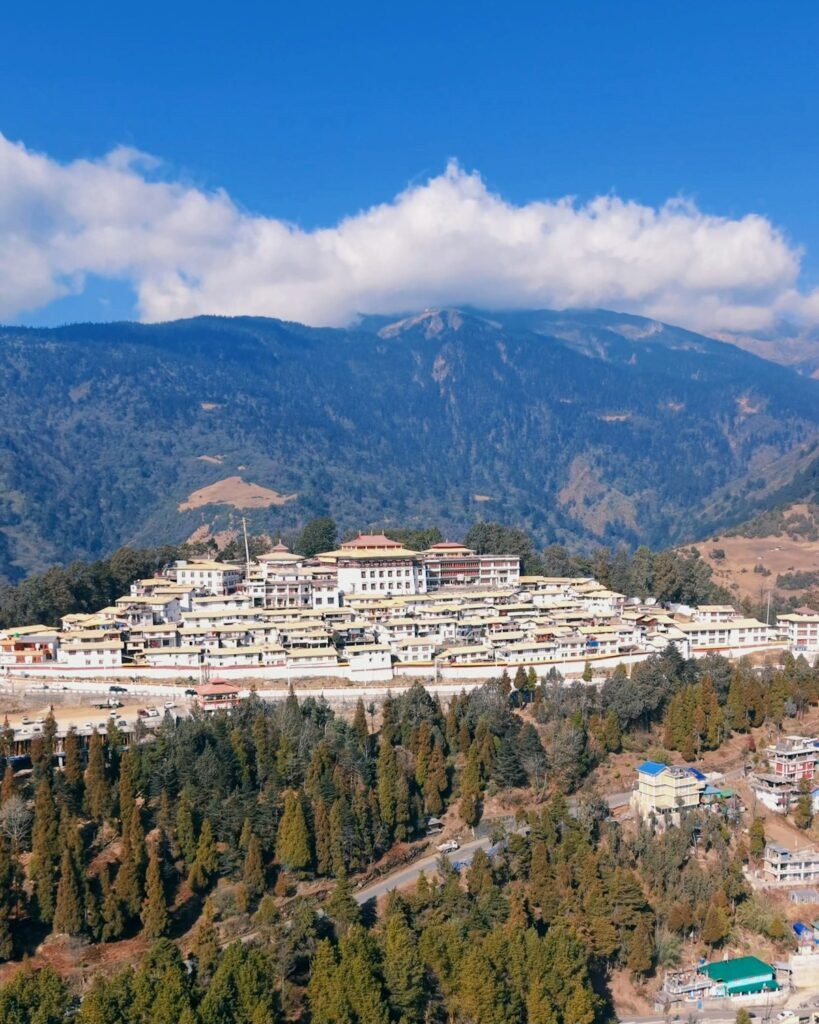 Tawang Monastery and surrounding mountains in Arunachal Pradesh